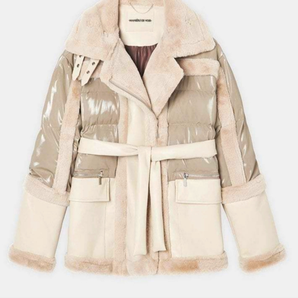 Coat Size 16 Beige colored Maniere De Voir in original packaging